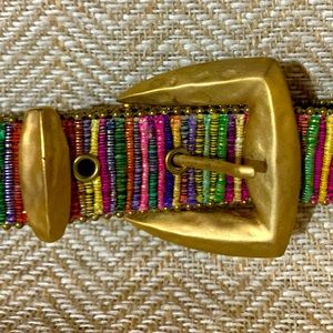 Elite Multi color Women’s Belt Gold Buckle Size M